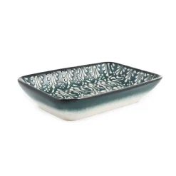 Yesil Ve Beyaz Boyali Rectangular Serving Dish, 16x11.5cm