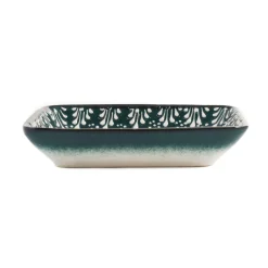 Yesil Ve Beyaz Boyali Rectangular Serving Dish, 16x11.5cm