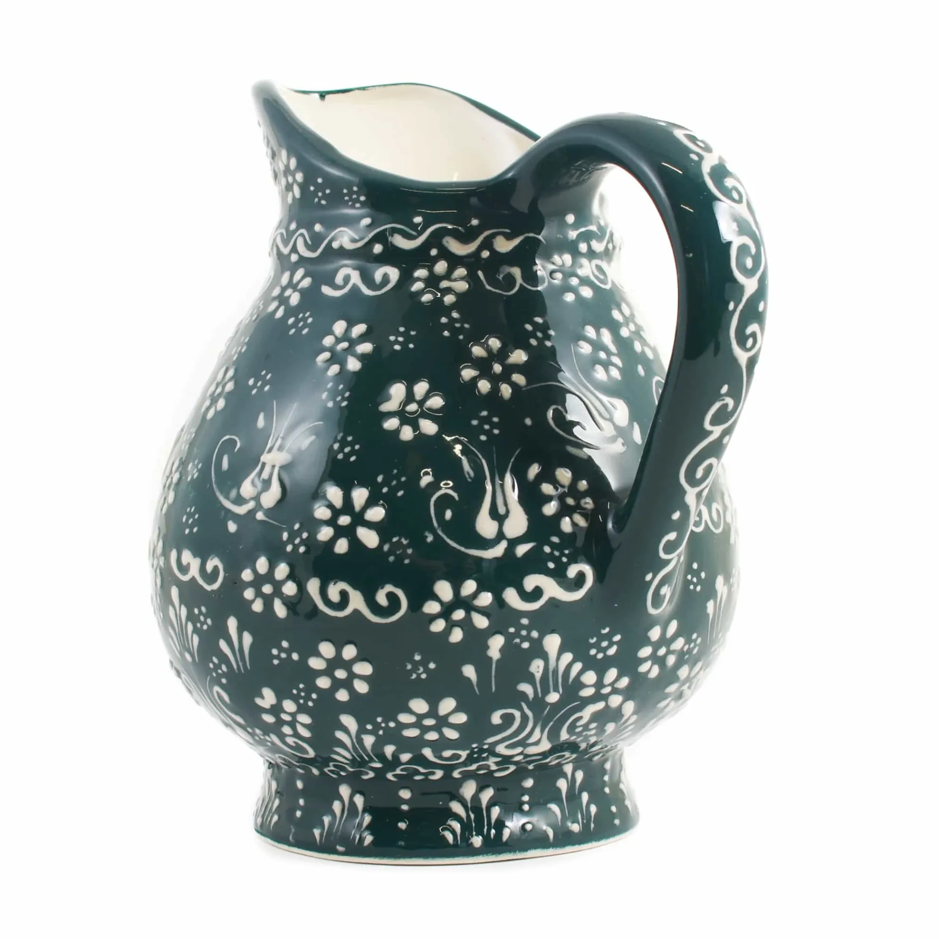 Yesil Ve Beyaz Boyali Round Jug, 2 Litre