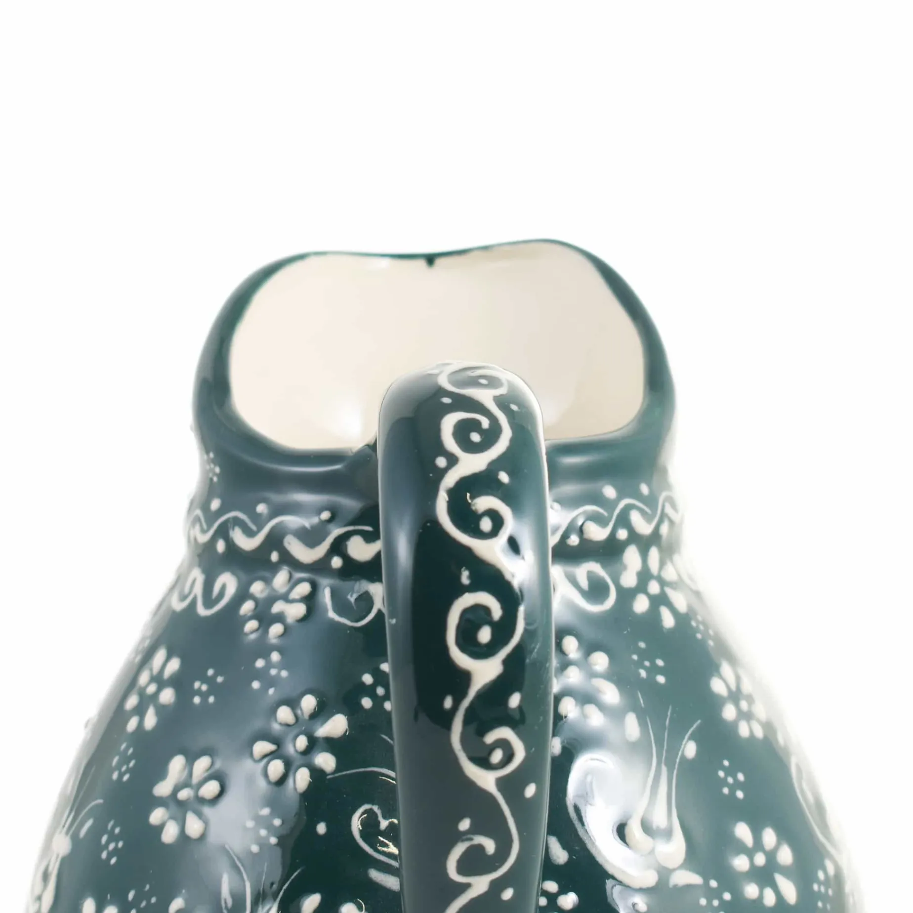 Yesil Ve Beyaz Boyali Round Jug, 2 Litre