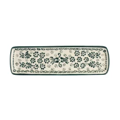 Yesil Ve Beyaz Boyali Serving Tray, 26.5x8cm