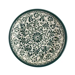 Yesil Ve Beyaz Boyali Shallow Bowl, 16cm