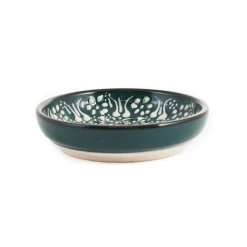 Yesil Ve Beyaz Boyali Shallow Bowl, 12cm