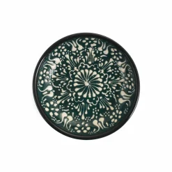 Yesil Ve Beyaz Boyali Shallow Bowl, 12cm