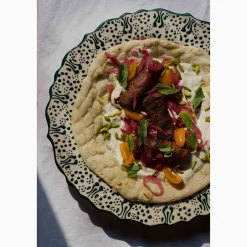 Yesil Ve Beyaz Boyali Wavy Serving Platter, 31.5cm